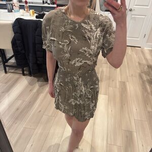 Anine Bing Olive Floral Mini Dress
